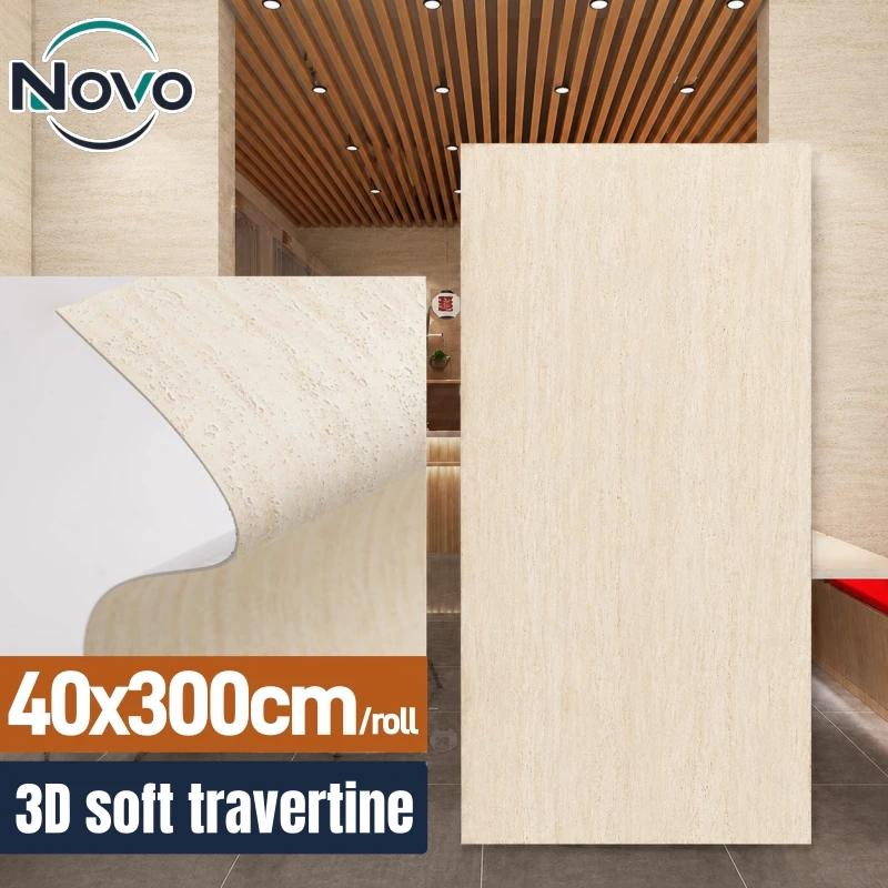 3D Travertine Faux Stone Self Adhesive Wallpaper 2mm Thick Peel and Stick Wall Panels for Living Room Bedroom Home Wall Decor
