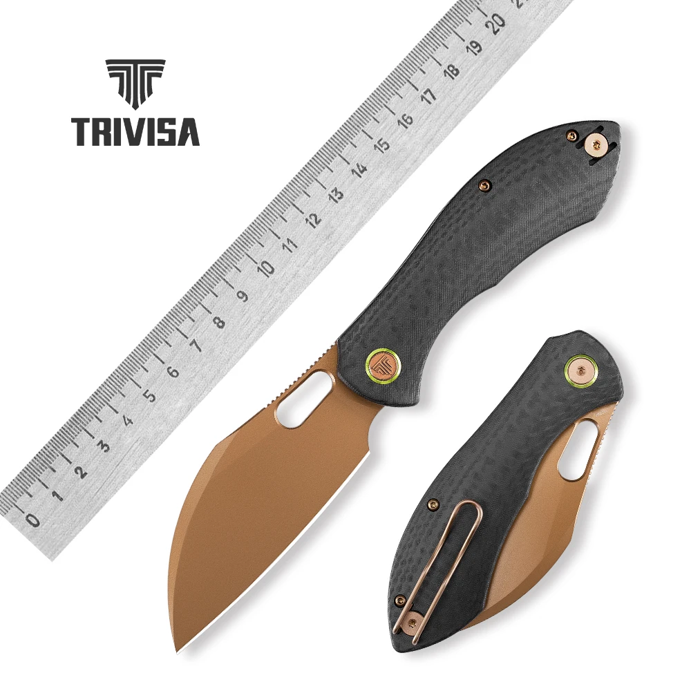 TRIVISA Pocket Folding Batwing Knife 14C28N Steel Blade G10 Handle Portable Fruit Vegetable Cutter Outdoor Fishing Hiking Tools