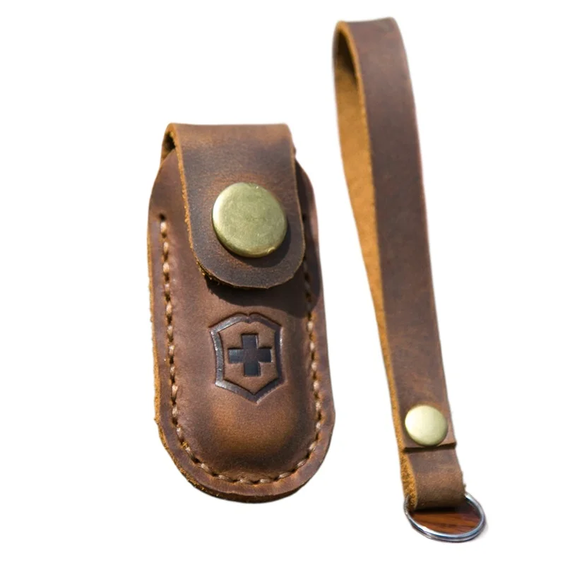 Swiss Knife, Leather Case Protective Case, Scabbard, Portable Retro Folding Knife  9.5X3.2CM