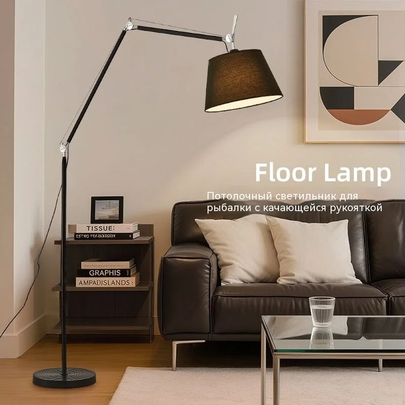 Japanese Vintage Mid Century Foldable Swing Arm Metal Fabric Arc Floor Lamp LED Reading Living Room Study Decor Novelty New