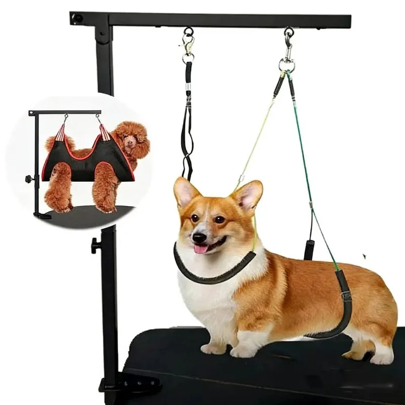 Foldable Black Iron Pet Grooming Arm Retractable Height Adjustable Support Bracket for Dog Cat Grooming Table Salon Home Use