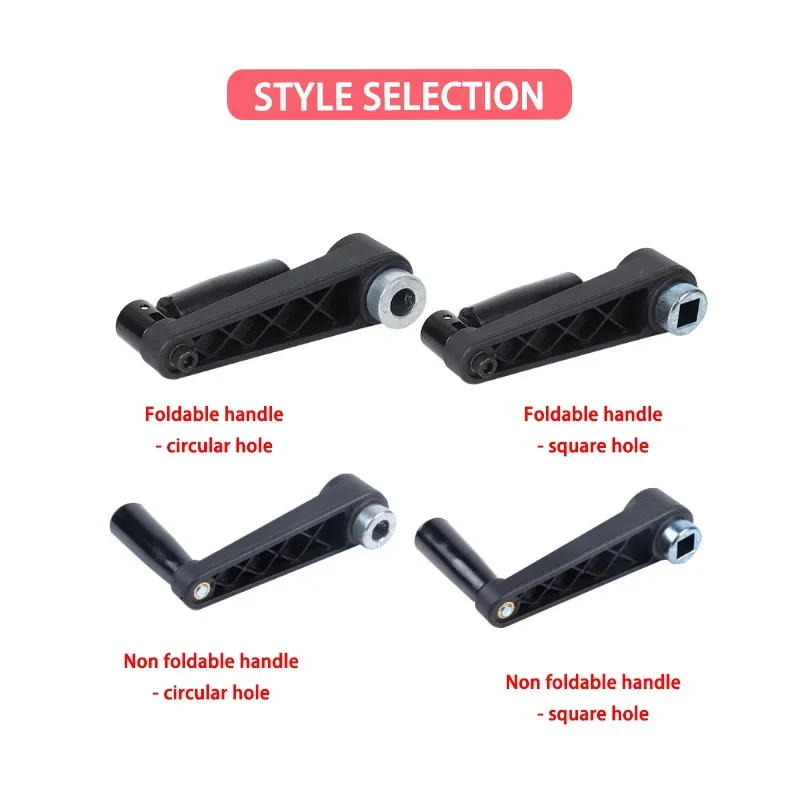 1PCS Foldable Manual Crank Rotary Handle Black Nylon Round/square Hole Rocker Arm Handle For Turning And Milling Machines