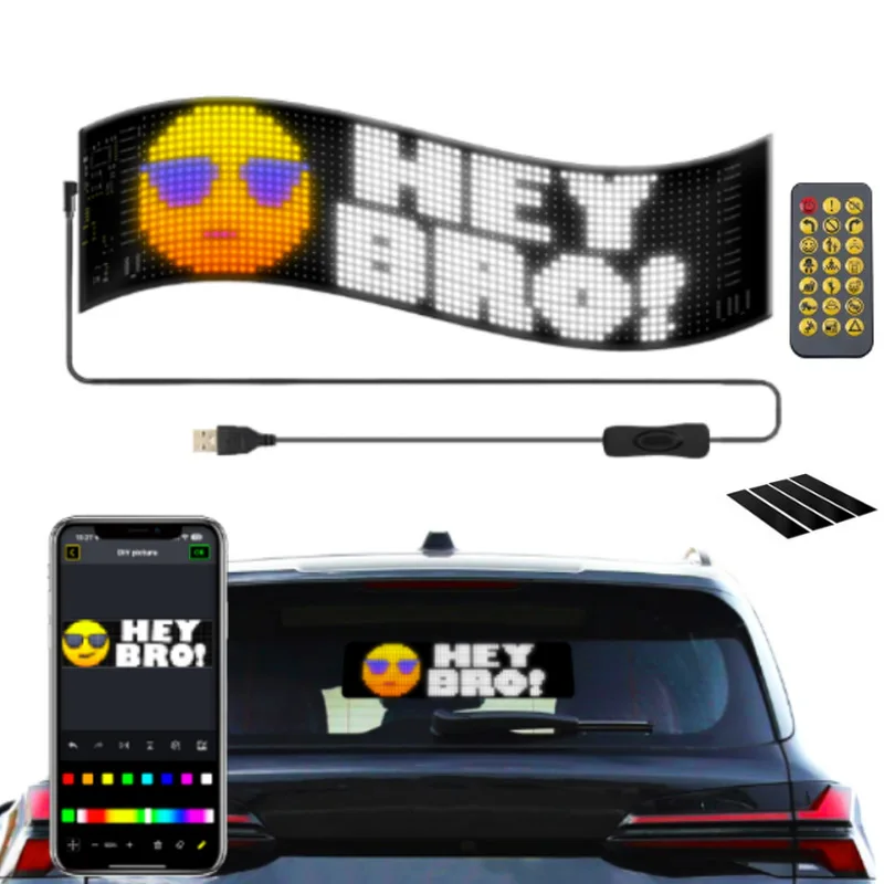 Scrolling Advertising LED Sign Display Bluetooth Car App Control RGB  USB Custom Text Pattern Animation Programmable Logo Displa