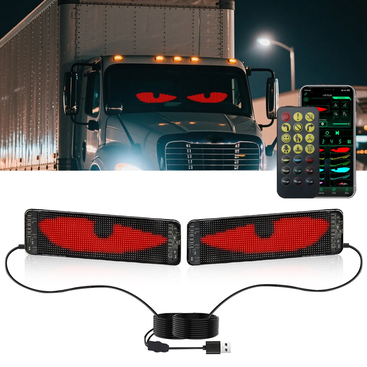 2IN1 Car LED Interior Light Windshield Strobe Lights Decorative Lights Automobile LED Strip USB APP Control With Remote Control