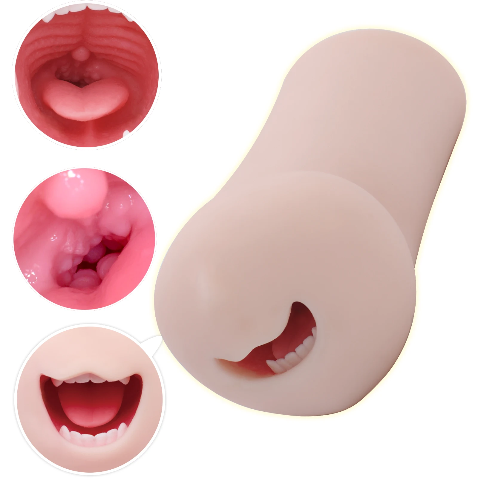YUU Deep Throat Male Masturbator Pocket Pussy Realistic Mouth Blowjob with Teeth Tongue Masturbation Oral Sex Toys for Men 18