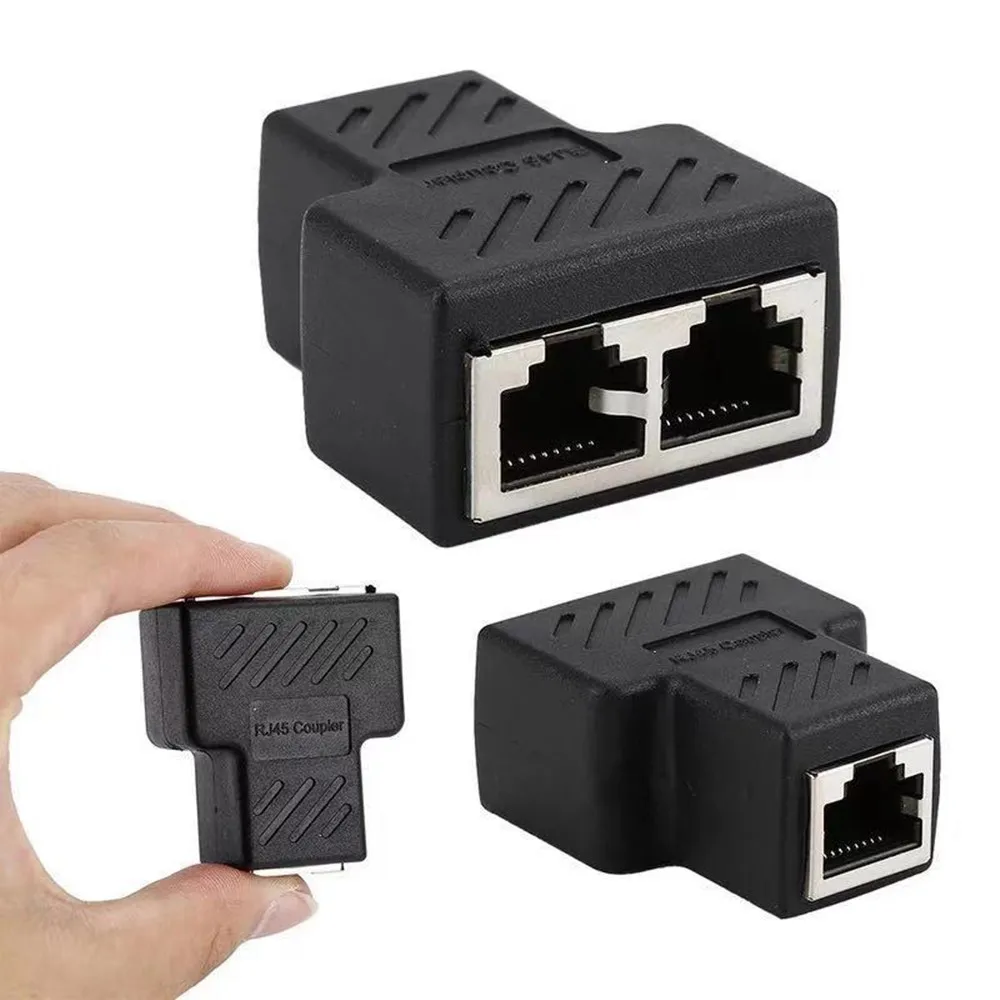 1Pcs 1 To 2 Way LAN RJ45 Extender Splitter Ethernet Adapter For Internet Cable Connection 1 Input 2 Output High Quality