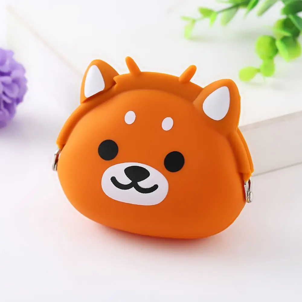 Creative Solid Color Cartoon Silicone Coin Purse Mini INS Small Animal Wallet Portable Waterproof Data Cable Storage Bag Men