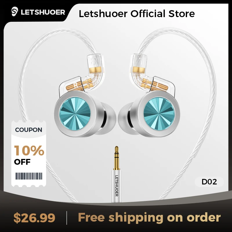 LETSHUOER D02 Type-C In-Ear Monitor 11mm Dynamic Driver Earphones Replaceable Cables Gaming Earbuds