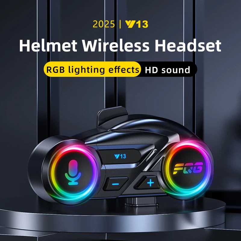New Motorcycle Headset Helmet Headset BT6.0 Support FM Radio 1000mAh Waterproof Earphone With Ambient Light Music Player Speaker