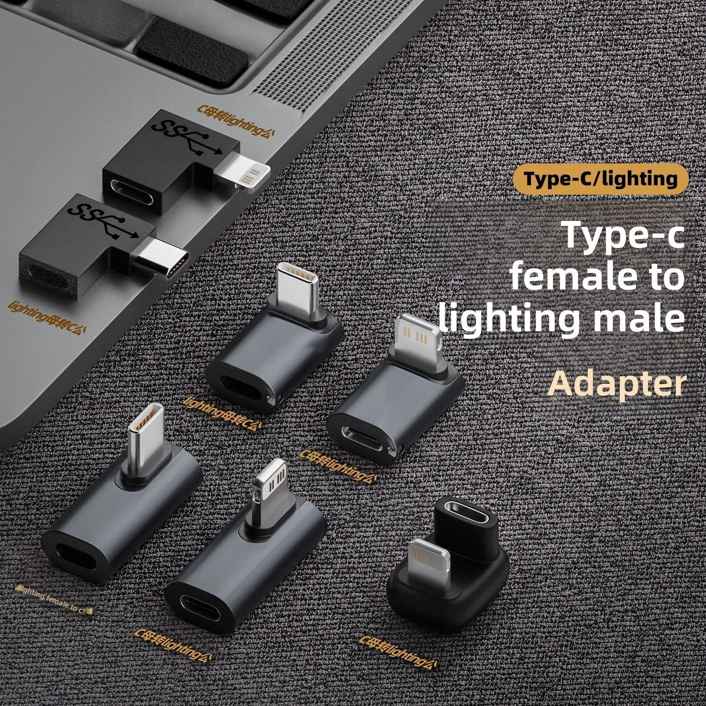 Type-C Male to Lightning Female Adapter for iPhone, Compatible with Type-C Fast Charging Male to Female, 10GB