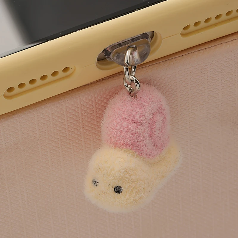 1pcs Cute 3D Plush Snail Phone Dust plug Accessories Decoration Hanging Pendant for iPhone for Samsung Type-C Charging Port