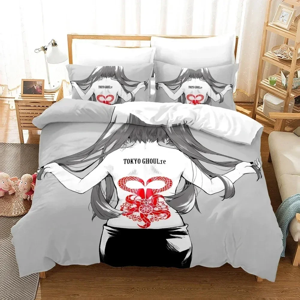 Anime Tokyo Ghoul Bedding Set Boys Girls Twin Queen Size Duvet Cover Pillowcase Bed Boys Adult Fashion Home Textileextile