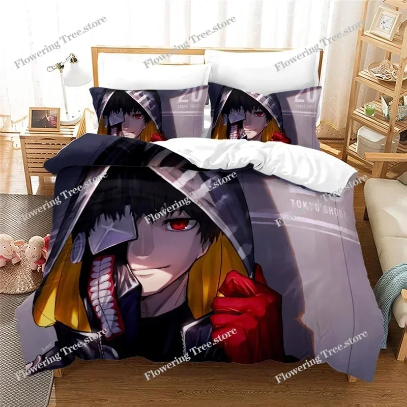 Home Textile Tokyo Ghoul Anime Manga Goth Bedding Set Printed Duvet Cover Set Pillowcase Twin Full Queen King Bedclothes029