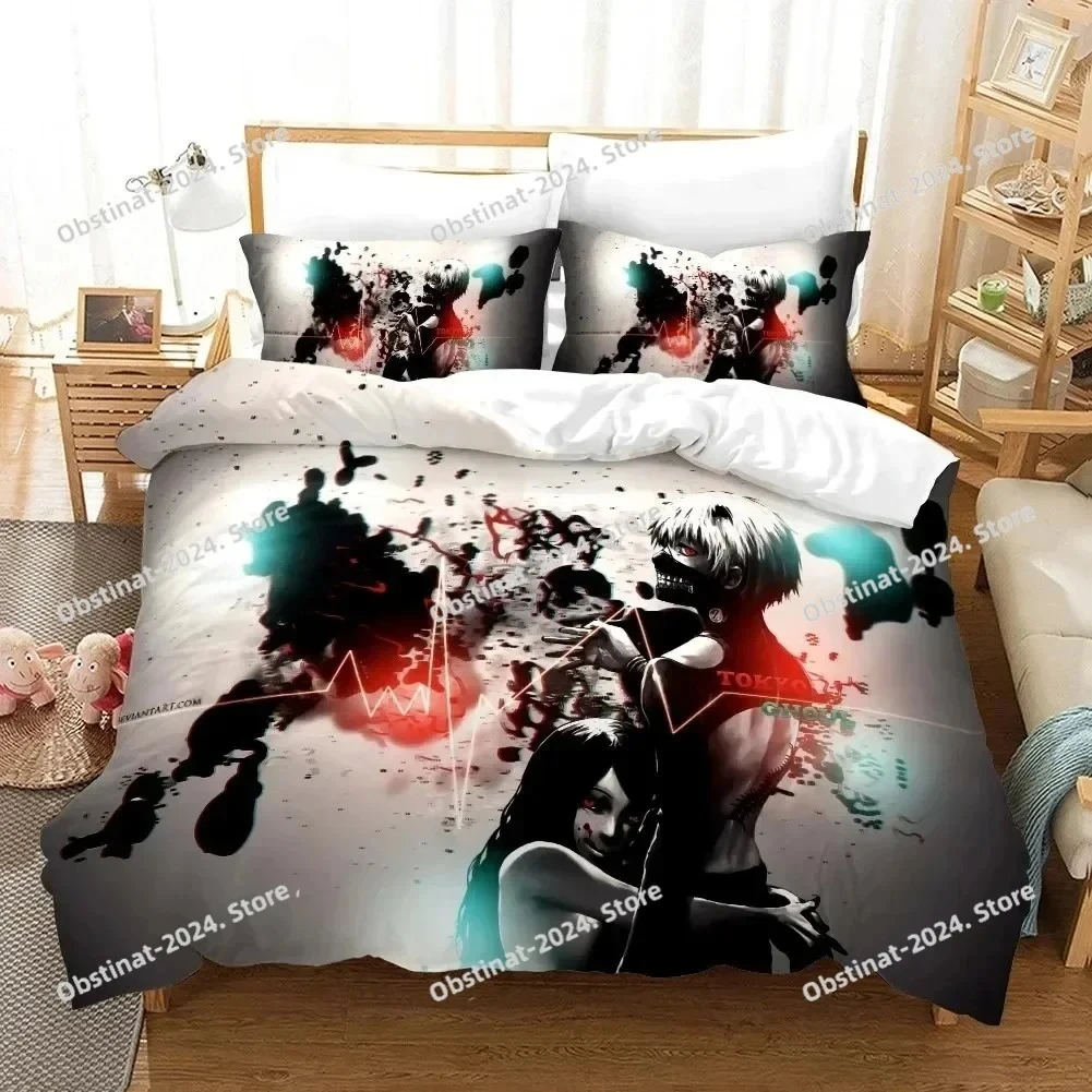 3D Print Anime Tokyo Ghoul Kaneki Ken Bedding Set Printed Duvet Cover Sheet Pillowcase Bed Soft Quilt Cover Full Queen King Size