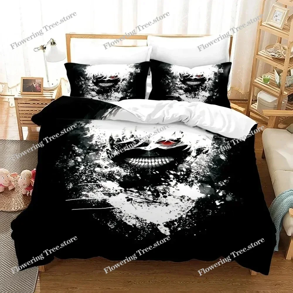 3D Print Anime Tokyo Ghoul Bedding Set Duvet Cover Bed Set Quilt Cover Pillowcase Comforter king Queen Size Boys Adult Bedding02