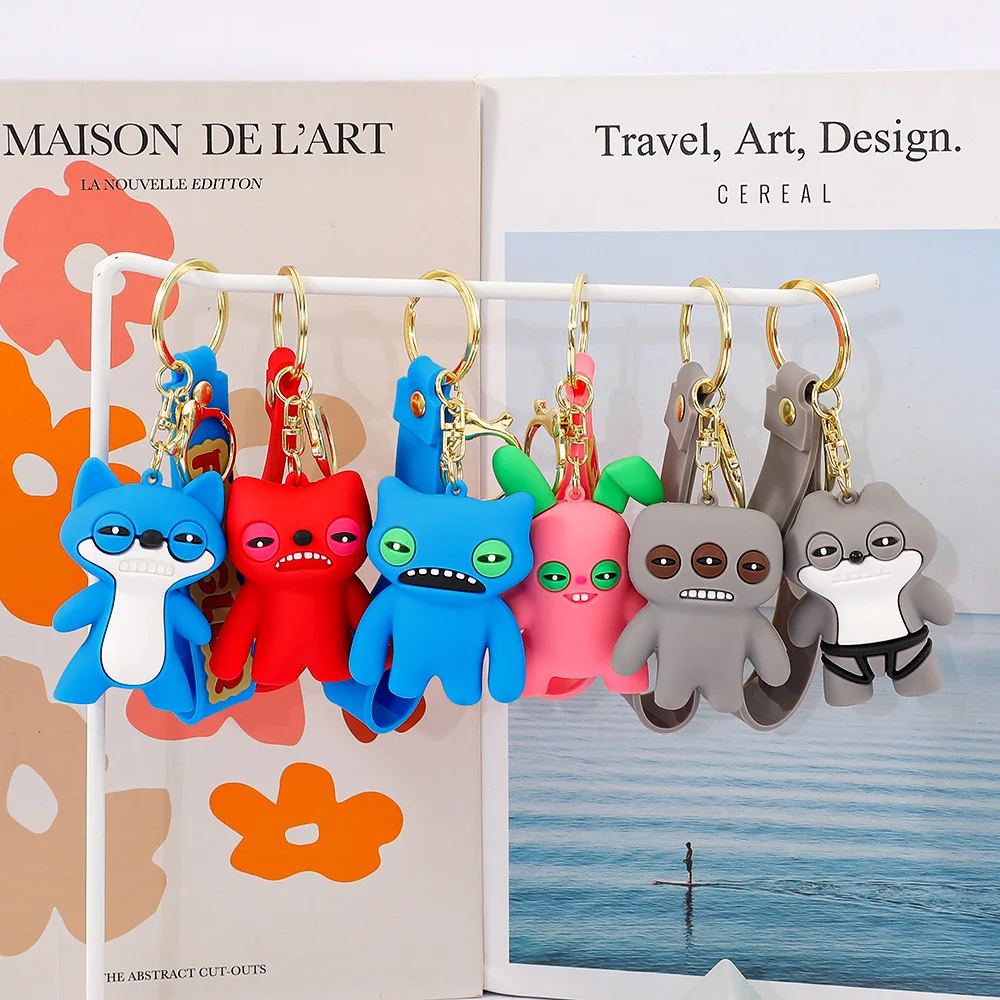 2025 Fuggler Keychain Ugly Teeth Monsters Pvc Abs Flocking Cute Small Keychain For Men Women Car Bag Pendant Birthday Gifts