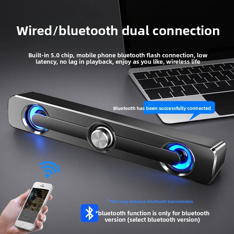 Computer Speaker Desktop Home Active Sound Box Notebook Horn USB Bar Mini Bluetooth