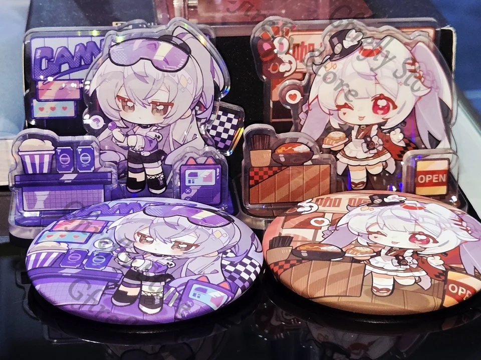 Honkai: Star Rail Silver Wolf Evanescia Ashveil Yao Guang Sparkle Blade Mini Acrylic Standing Cosplay Badge Emblem Breastpin