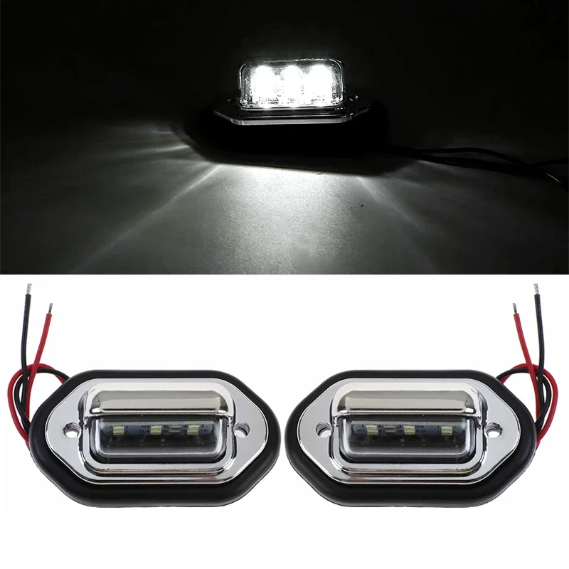 1 Pc 12V 24V Waterproof 6-LED Car License Plate Lights Signal Tail Lamp for Trailer Boat RV Truck SUV Replacement Accessories
