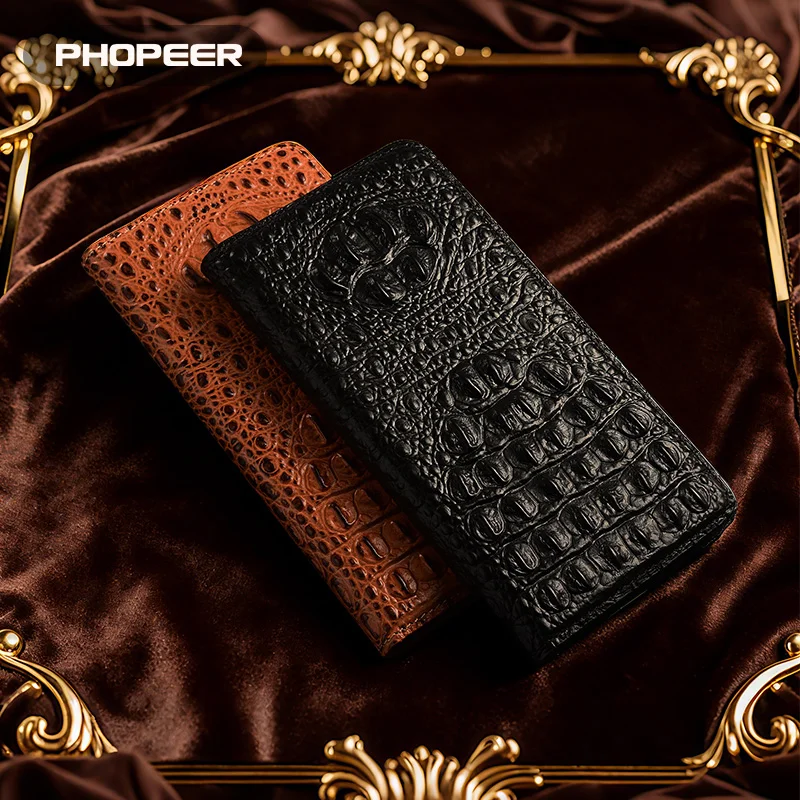 Luxury Genuine Leather Phone Case for Realme V Series V70 60 50 30 25 23 20 15 13 11 5 3 T S FE pro with Unique Crocodile Claw