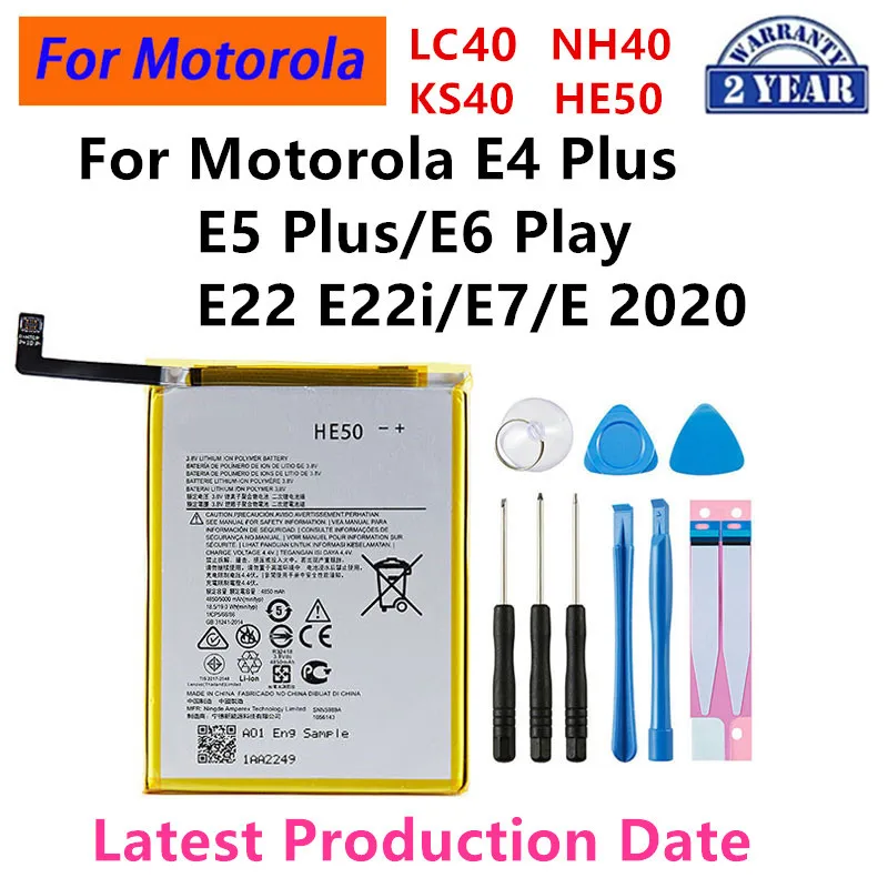 Battery HE50 KS40 NH40 LC40 For Motorola Moto E4 E5 PLUS XT1774 XT1776 E6 Play E22 E22i E7 E 2020 XT2052 Phone Batteries+Tools