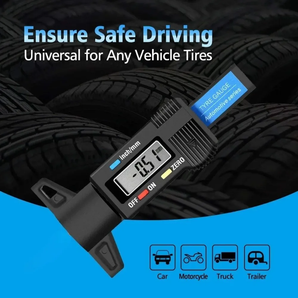 Portable 0-25mm Tire Tread Depth Gauge Plastic Vernier Caliper Vehicle Tire Pattern Depth Measuring Instrument, Auto Repair Tool
