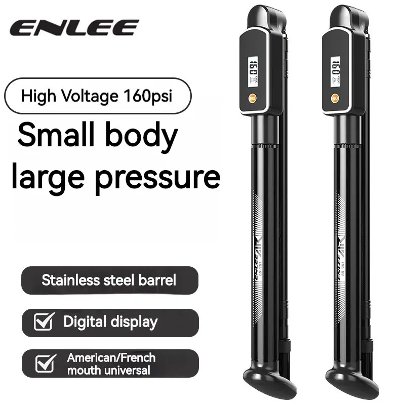 ENLEE Mountain Bike Road Bike Pump MAX 160PSI Cycling Portable Bicycle Floor Pump Basketball Toy Tire Inflator Air Pump