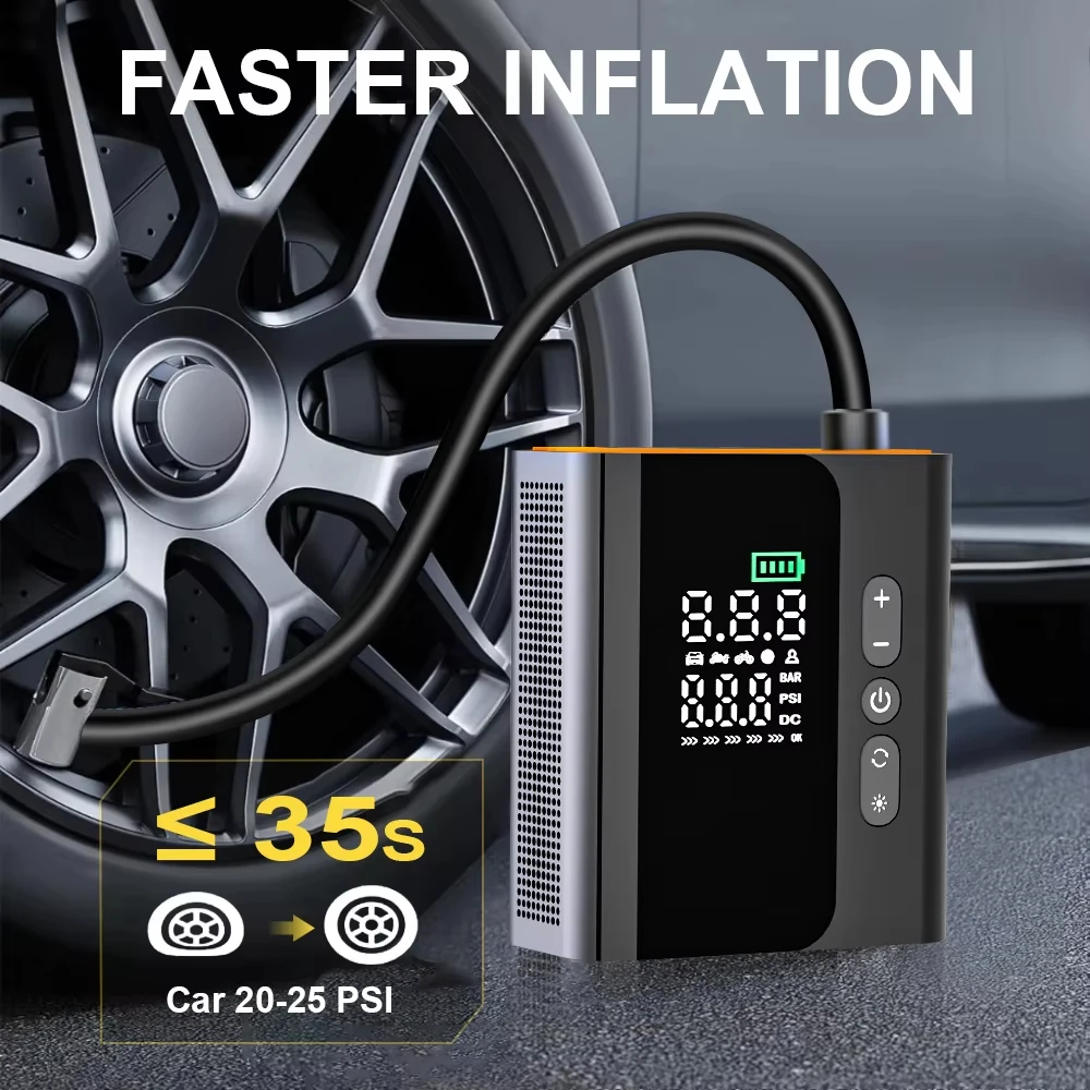 Portable Car Air Pump Single-cylinder 25mm Wireless Intelligent Tire Inflation Pump Multi-functional Air Pump for Motorcycle Car