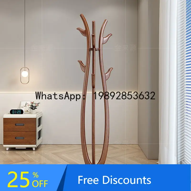 CZ  Solid Wood Tree-Shaped Coat Rack Bedroom Clothes Rack Office Simple Style Elevated Thickened Floor-Hanging Coat Rack