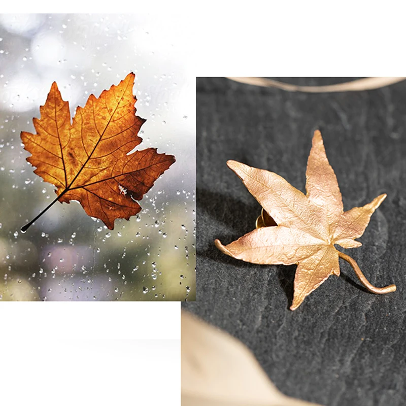 Exquisite Gold Color Metal Maple Leaf Brooches For Woman Simple Party Clothes Accessories Buckle Pin Brooch Gifts
