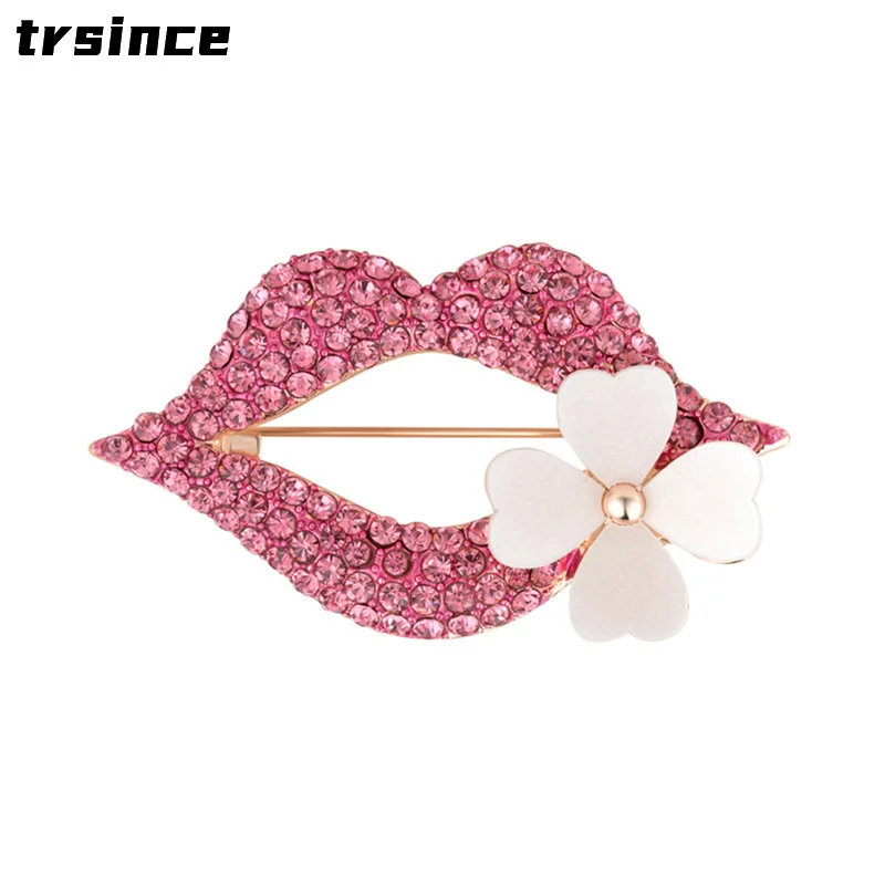 2022 New Alloy Lips Corsage Brooch Female Korean Simple Clothes Pin Silk Scarf Buckle Accessories