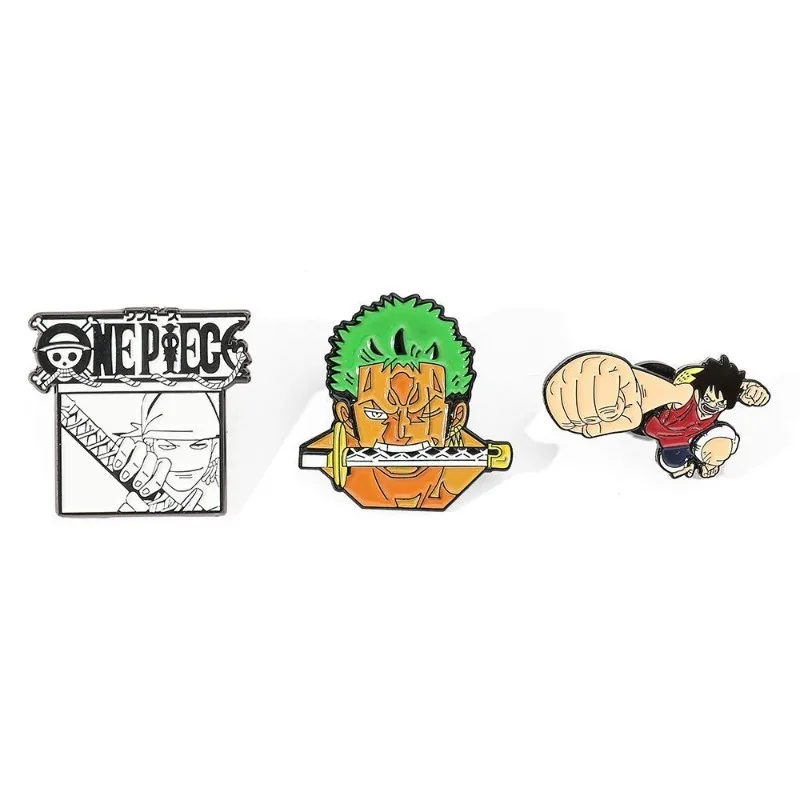 New One Piece Luffy Zoro Metal Brooch One Piece Animation Badge Simple Clothes Backpack Pin Trendy Decoration Accessories Gift