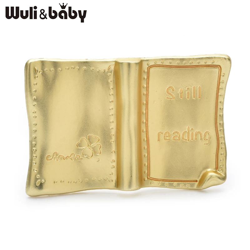 Wuli&baby Alloy Book Brooches Simple Easy-match Note-book Brooches For Women's Clothes Backpack Pins Gifts