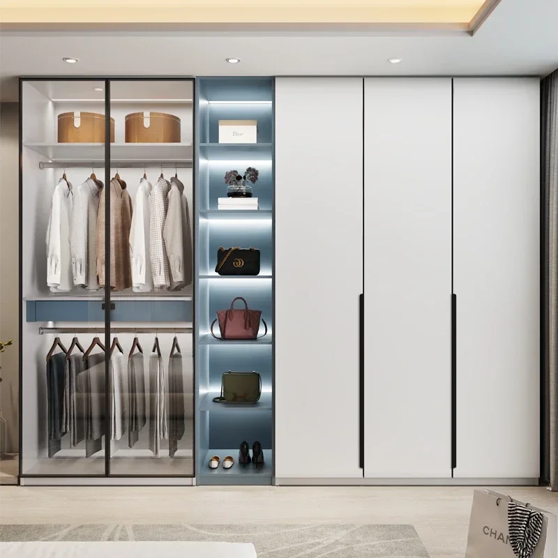 Modern Aluminum Alloy Customizable Wardrobe Household Bedroom Cabinet Organizer Cloakroom Simple Closet for Clothes Wardrobe