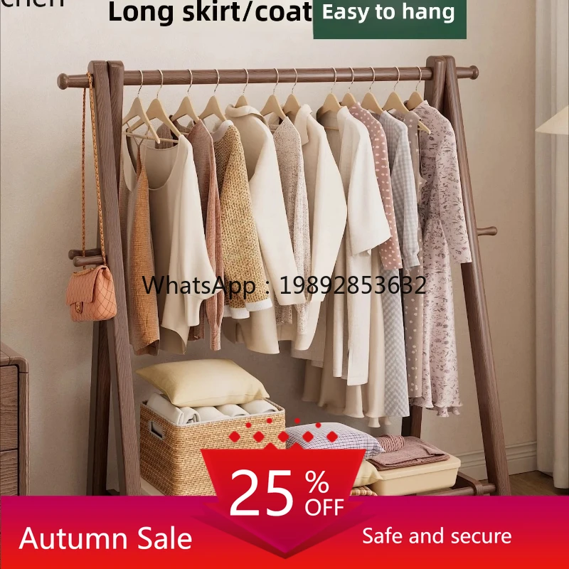 Bedroom Floor Hanging Hanger Solid Wood Room Storage Clothes Simple Clothes Storage Rack