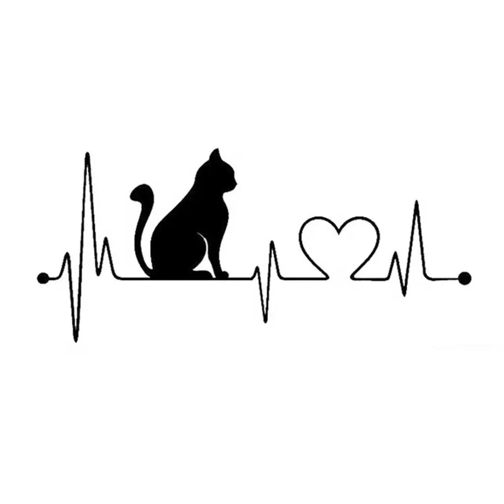 Cute Pet Cat Love Bond Vinyl Decal, Feline Lover Sticker for SUV Truck Van Motorcycle Laptop, Waterproof Auto Exterior Decor