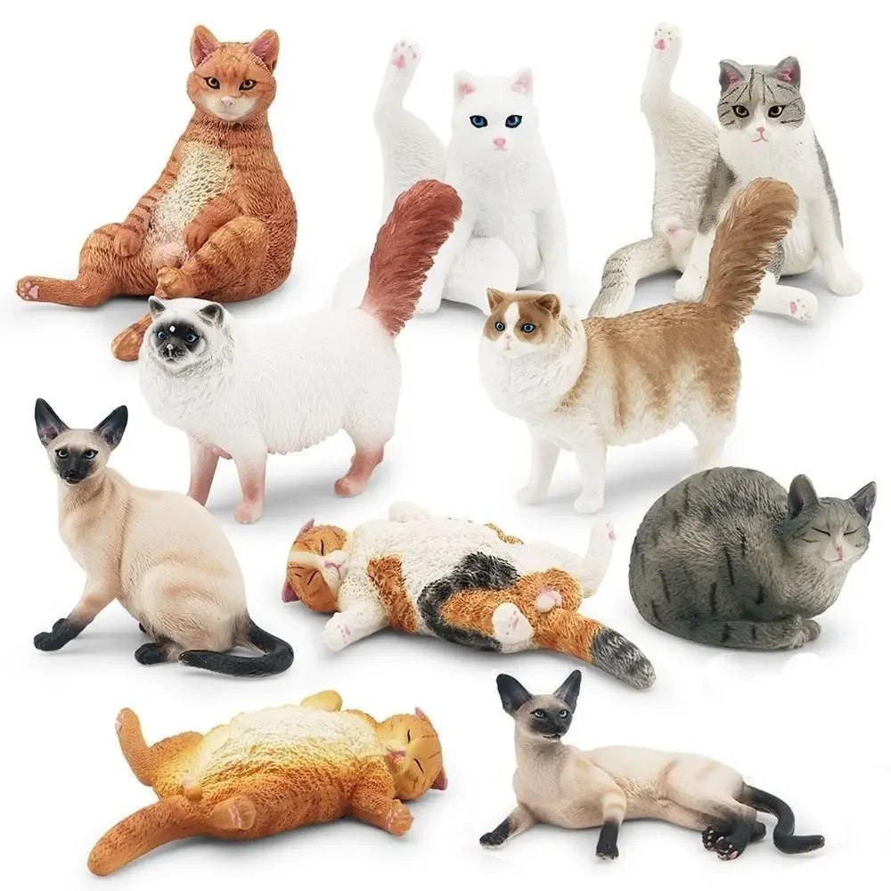 Cute Simulation Cat Model Realistic Pet Figurines Lifelike Cat Action Figures Siamese Ragdoll Persian Cat Simulation Pet Decor