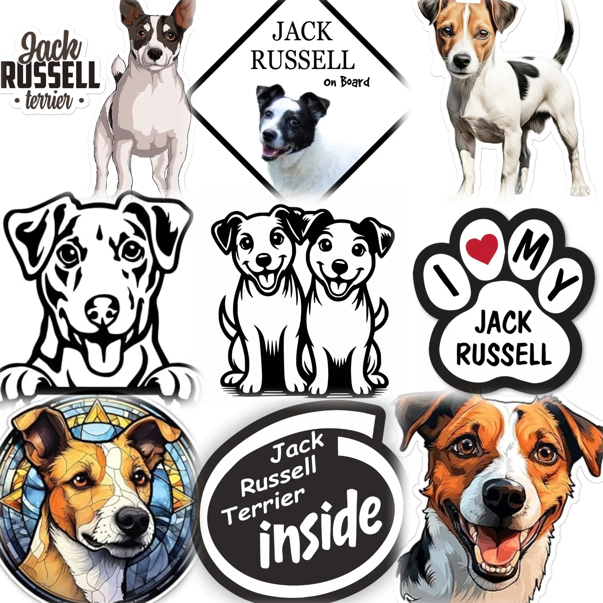 Jack Russell Cute Pets Cartoon Sticker for Decorate Car Bicycle Helmet Wall Van Fridge Covering Scratches