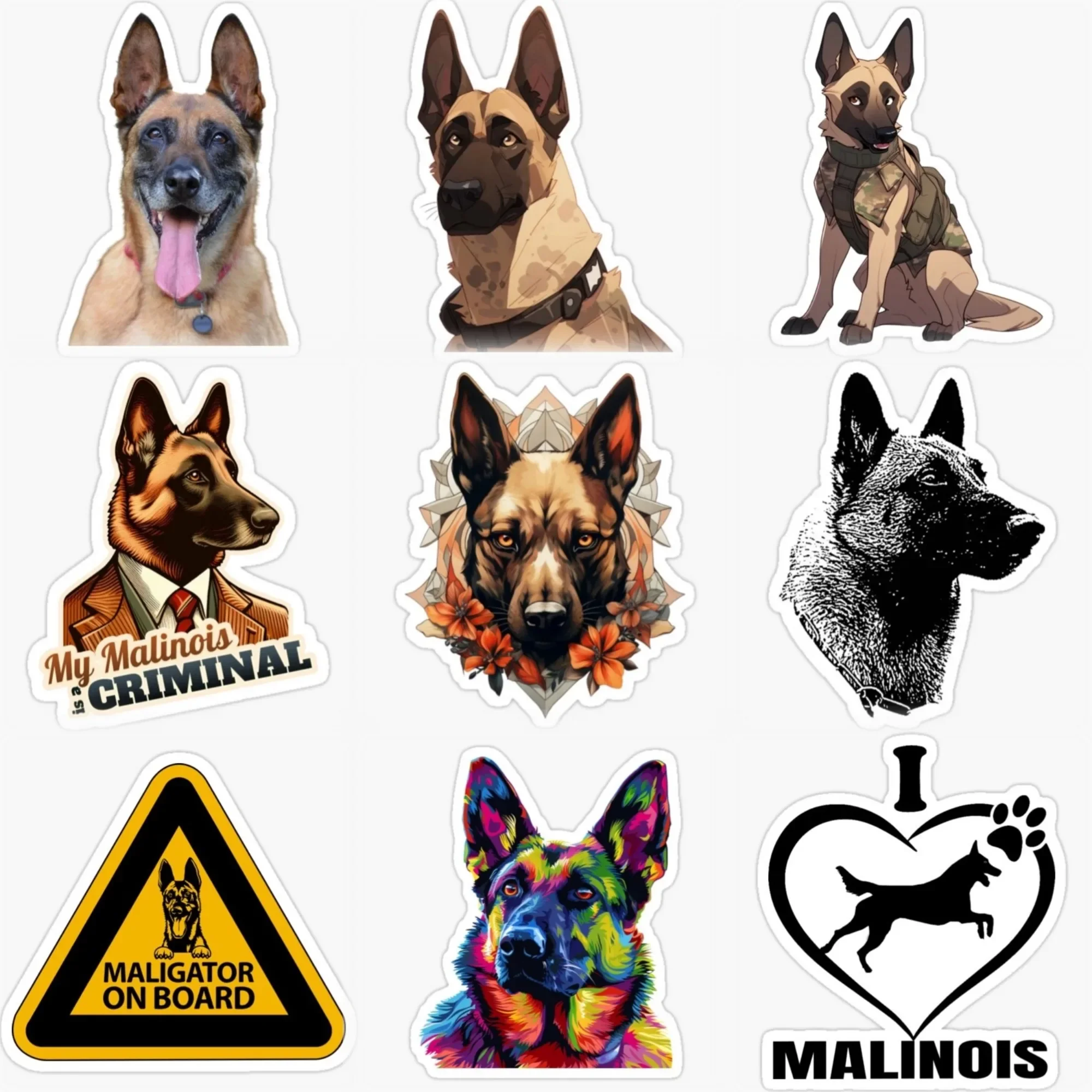 Belgian Malinois Cute Pet Creative PVC Sticker for Decorate Car Van Off-road Truck Helmet Window Fridge Wall Decal Accessories