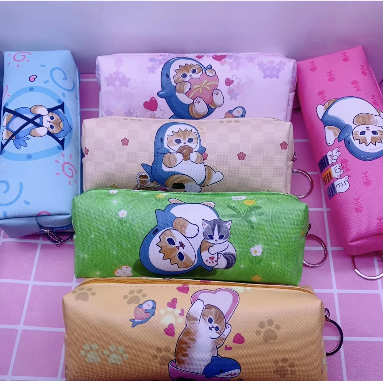 Mofusand Shark Cat pencil bag Large capacity elementary school stationery pencil bag Shark cat pencil bag