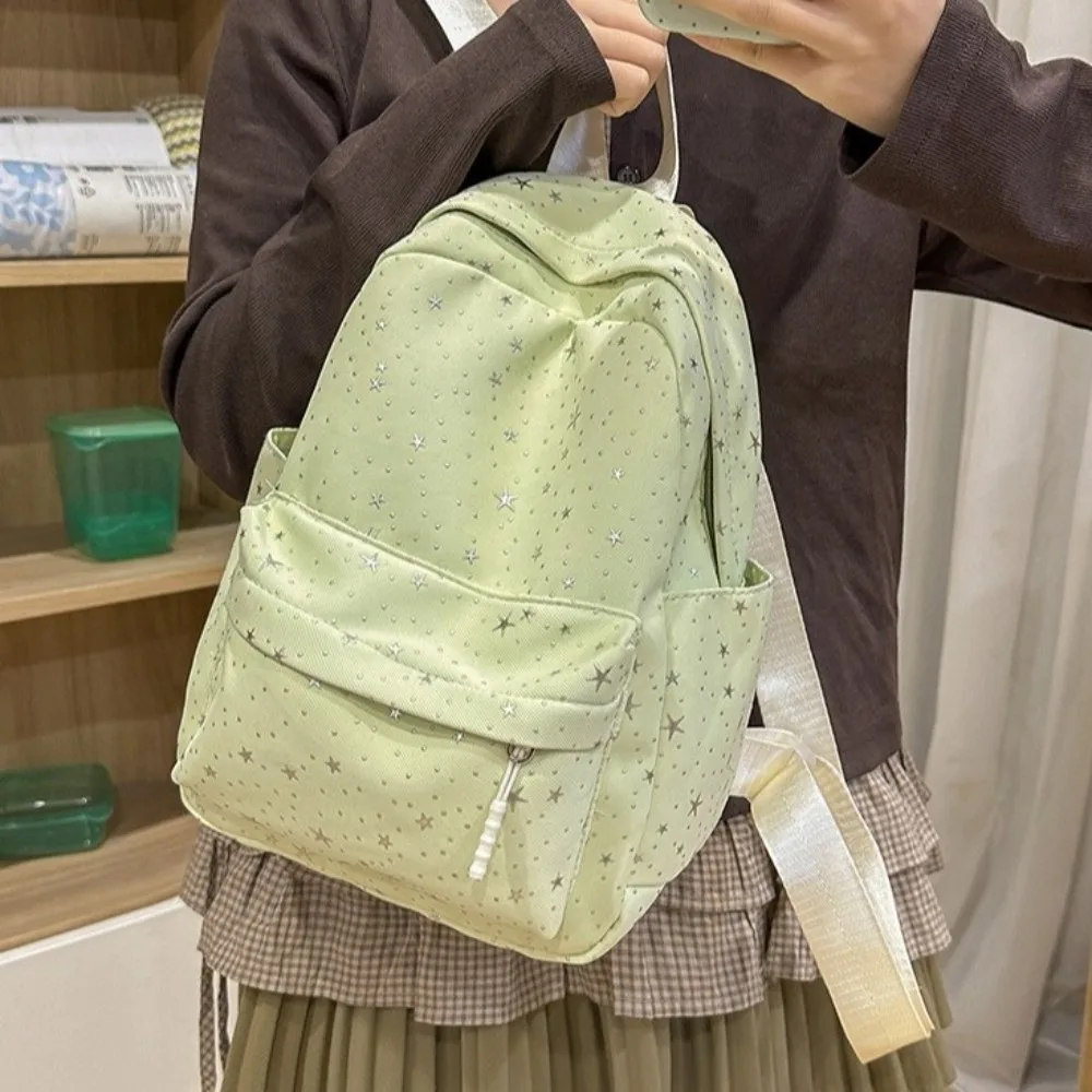 Sweet Print Star Backpack Lightweight Large Capacity Nylon Backpack Shoulder Bag College Style Students School Bag Gift