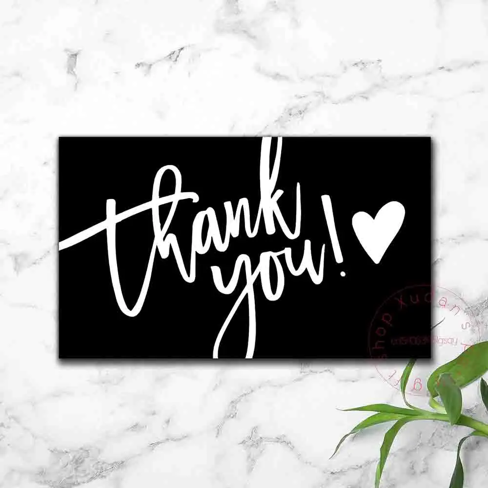 30pcs/pack Black Thank You Card For Supporting Business Package Decoration
