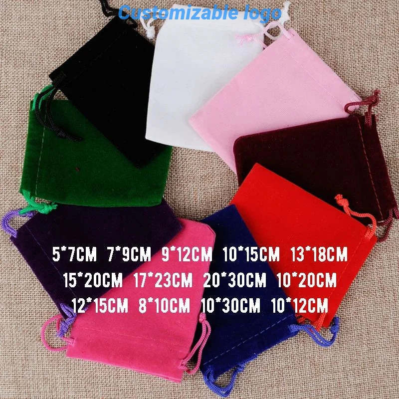 50/10pcs 5x7 7x9 9x12 10x15 13x18 15x20cm Velvet Bag Drawstring Bag Jewelry Gift Display Packing Bags Gift Bags Can customized