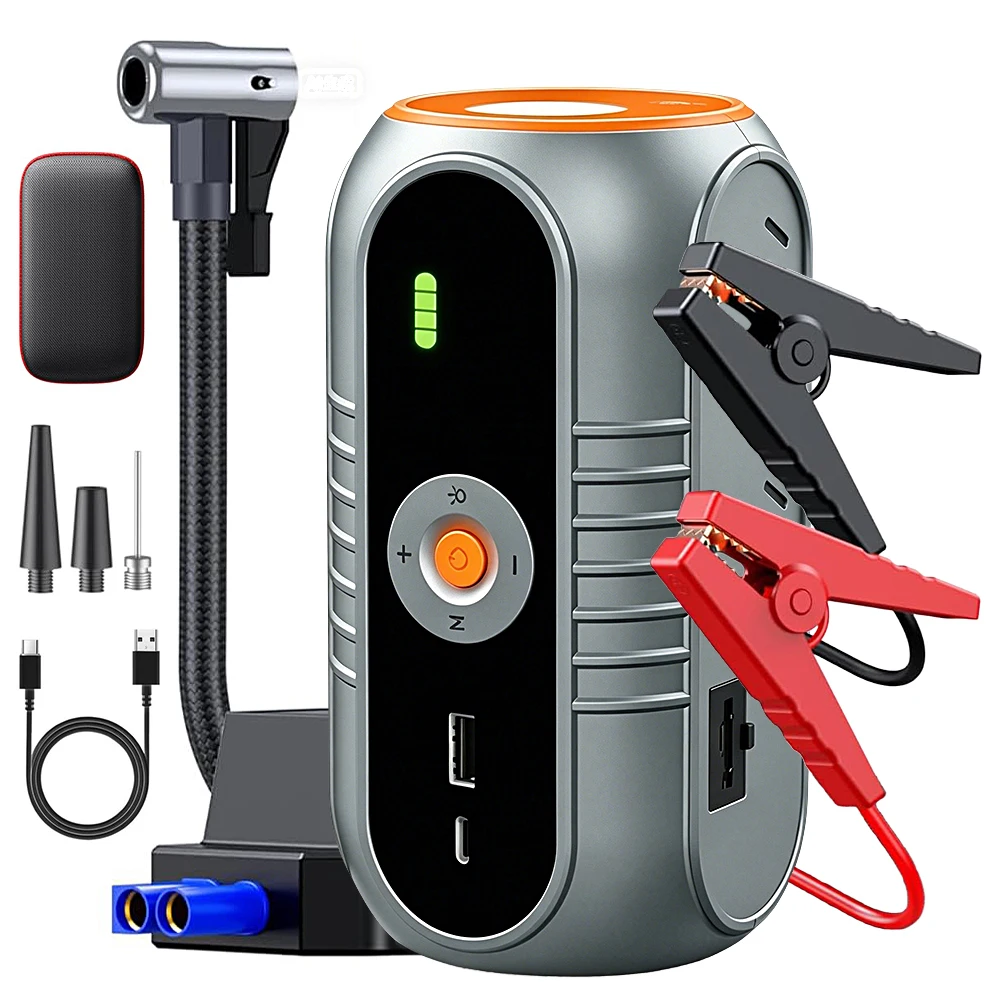 8000mAh Car Battery Jump Starter with Air Compressor Auto Battery Booster 150PSI Air Pump Tire Inflator 12V Car Battery Jump Box