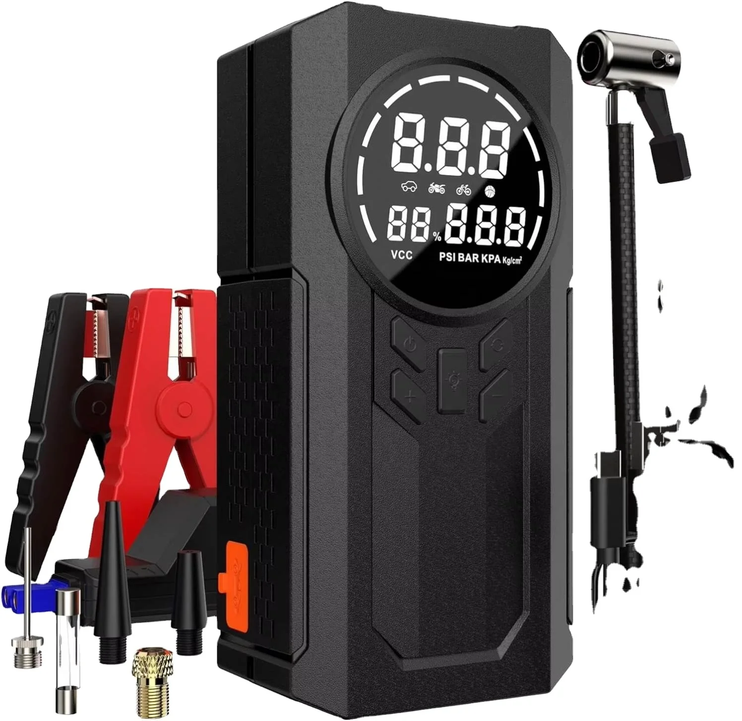 Portable Smart Car Air Inflator Tyre Pump 8000mAh Battery With Jumper Starter 150psi 12v Car Air Pump And Jump Starter