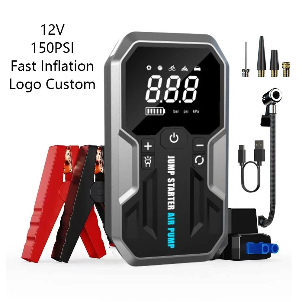Portable 20000mAh Lithium Ion Car Jump Starter 12V 4000A Emergency Motorcycle/Truck Booster Pack LED Light 150PSI Air Pump Power