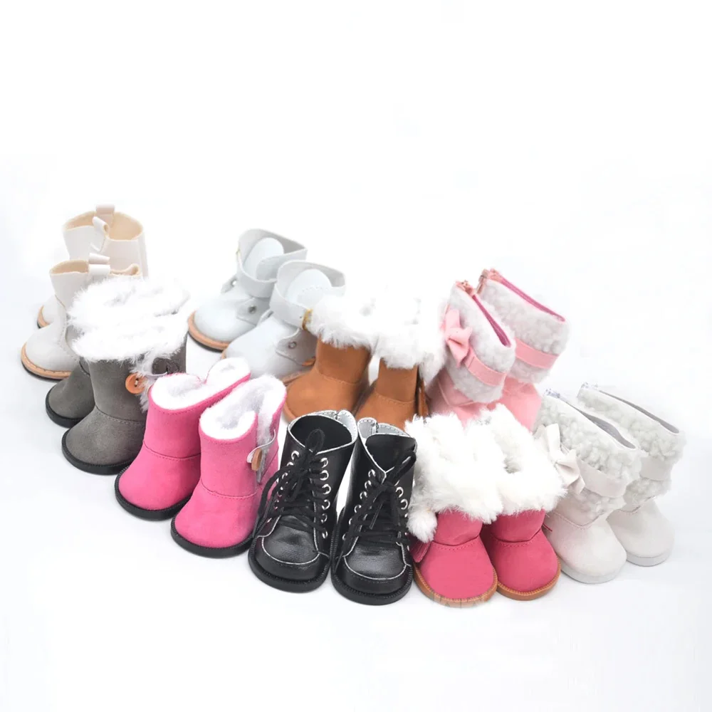 7.5*4.5cm Shoes for Doll Thick Woolen Boots Fit 43cm New Born Doll Accessories and American Doll