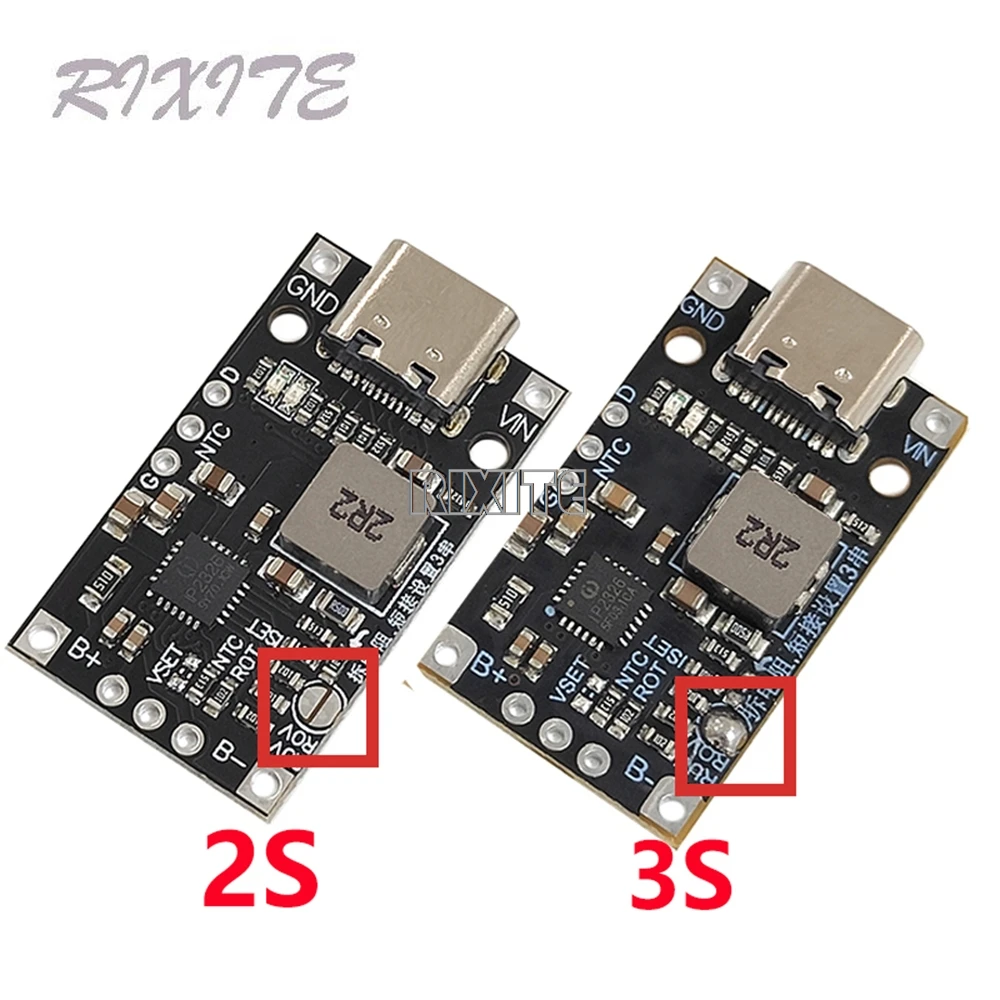 Type-C USB 2-3S BMS 15W 8.4V 12.6V 1.5A Lithium Battery Charging Boost Module With Balanced Support Fast Charge With Indicator