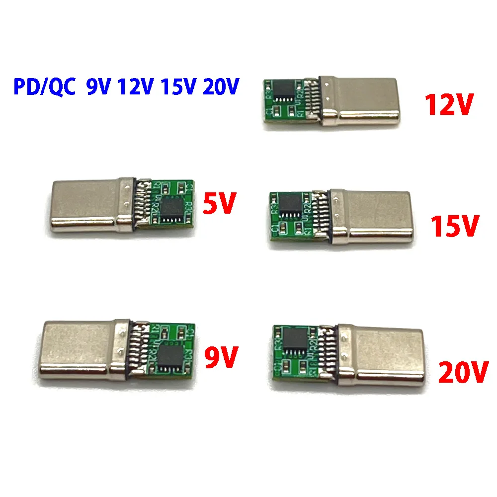 16Pin USB Type-C PD/QC 9V 12V 15V 20V Male Plug Decoy Board Fast Charge Module PD 2 3.0 DC Trigger Cable QC4 Charge Connector