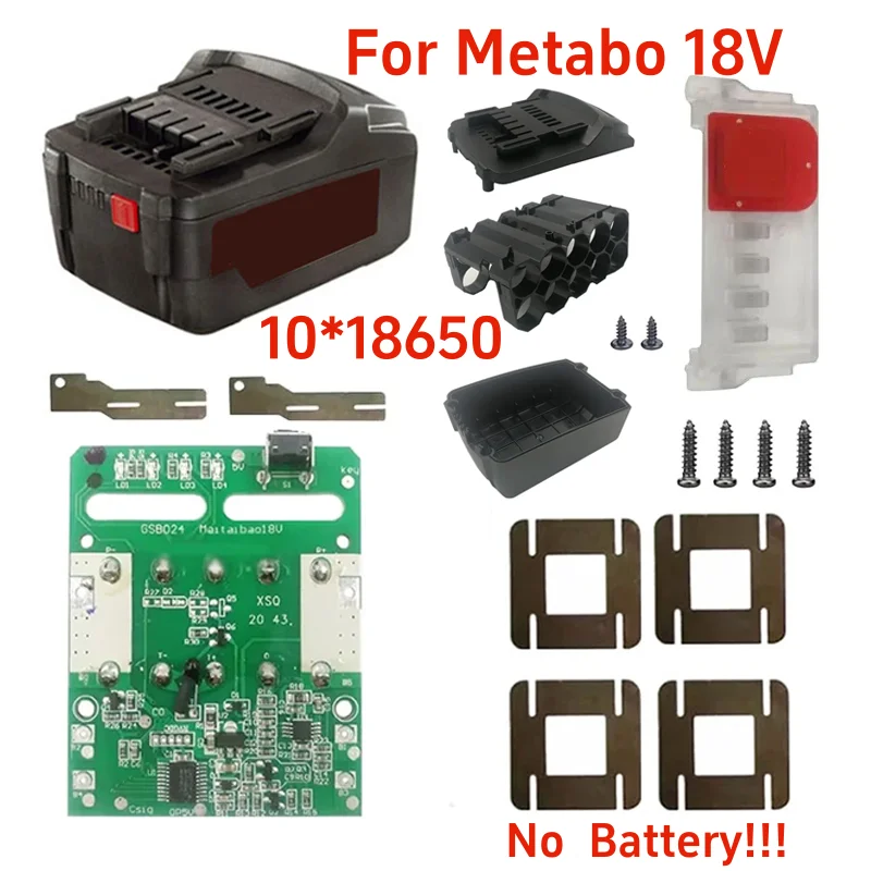 For Metabo 18V Lithium Battery Shel li-ion Battery Case BMS Charging Protection Circuit Board LED